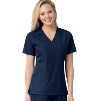 WonderWORK Women's Shaped V-Neck Scrub Top: NAVY