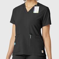 Carhartt Force Cross-Flex Women's V-Neck Scrub Top: BLACK