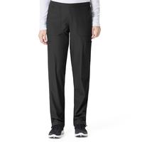 WOMEN'S FLAT FRONT FRONT STRAIGHT LEG SCRUB PANT: BLACK