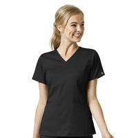 PRO Women's Four Pocket V-Neck Scrub Top: BLACK