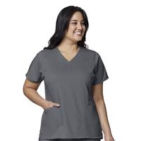 PRO Women's Four Pocket V-Neck Scrub Top: PEWTER