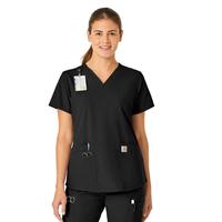 WOMEN'S FORCE ESSENTIALS V-NECK SCRUB TOP: BLACK