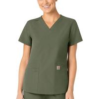 WOMEN'S FORCE ESSENTIALS V-NECK SCRUB TOP: OLIVE