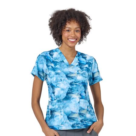 WOMEN'S CARHARTT FORCE® CROSS-FLEX MODERN FIT V-NECK PRINT SCRUB TOP