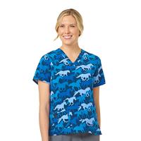 WOMEN'S CARHARTT FORCE® CROSS-FLEX MODERN FIT V-NECK PRINT SCRUB TOP: HSRN