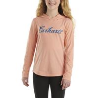 Carhartt Long Sleeve Hooded Cursive Logo T-Shirt Peach Amber: PEACHAMBER