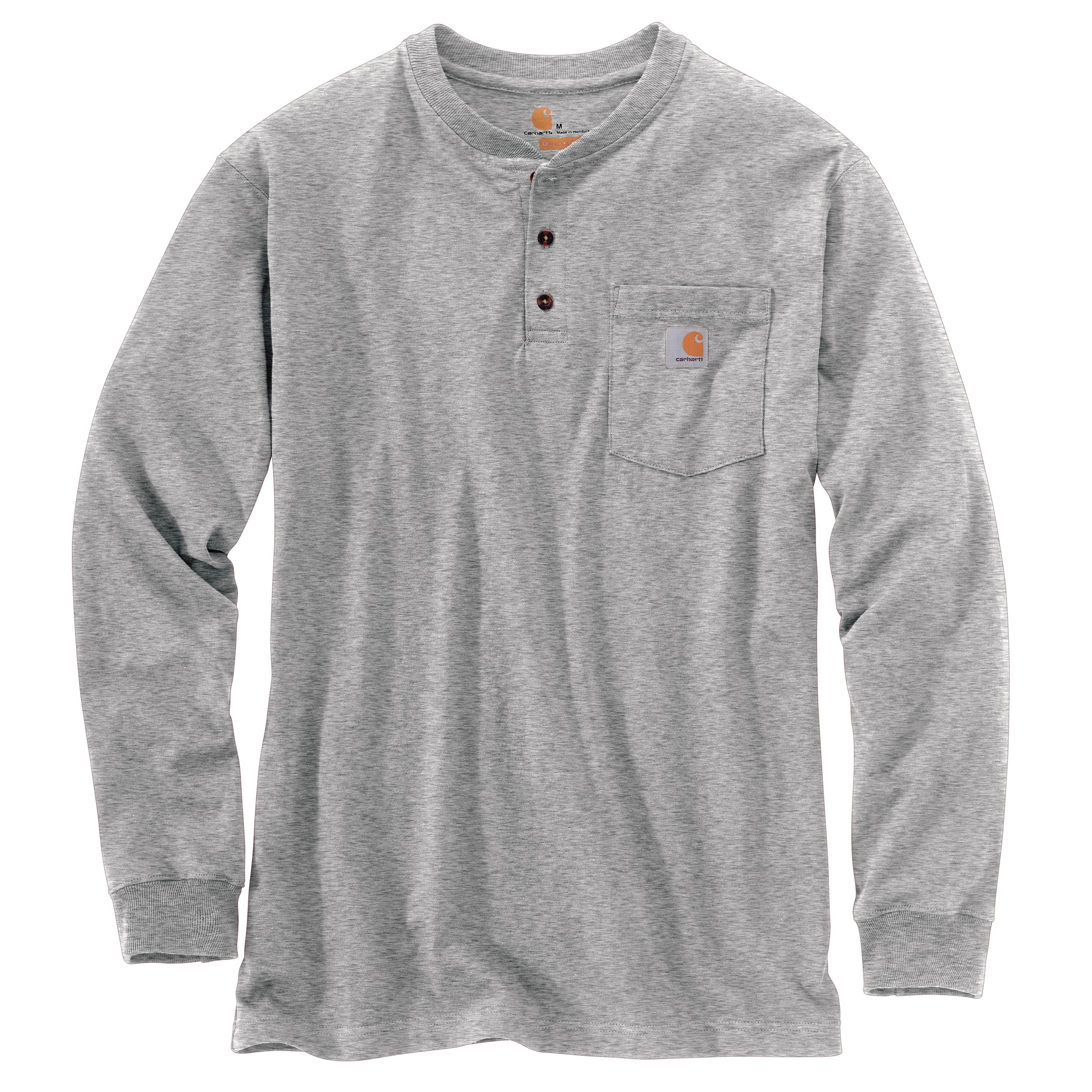 LOOSE FIT HEAVYWEIGHT LONG-SLEEVE POCKET HENLEY T-SHIRT: GRAY