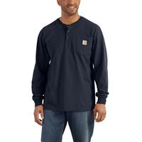 LOOSE FIT HEAVYWEIGHT LONG-SLEEVE POCKET HENLEY T-SHIRT: NAVY