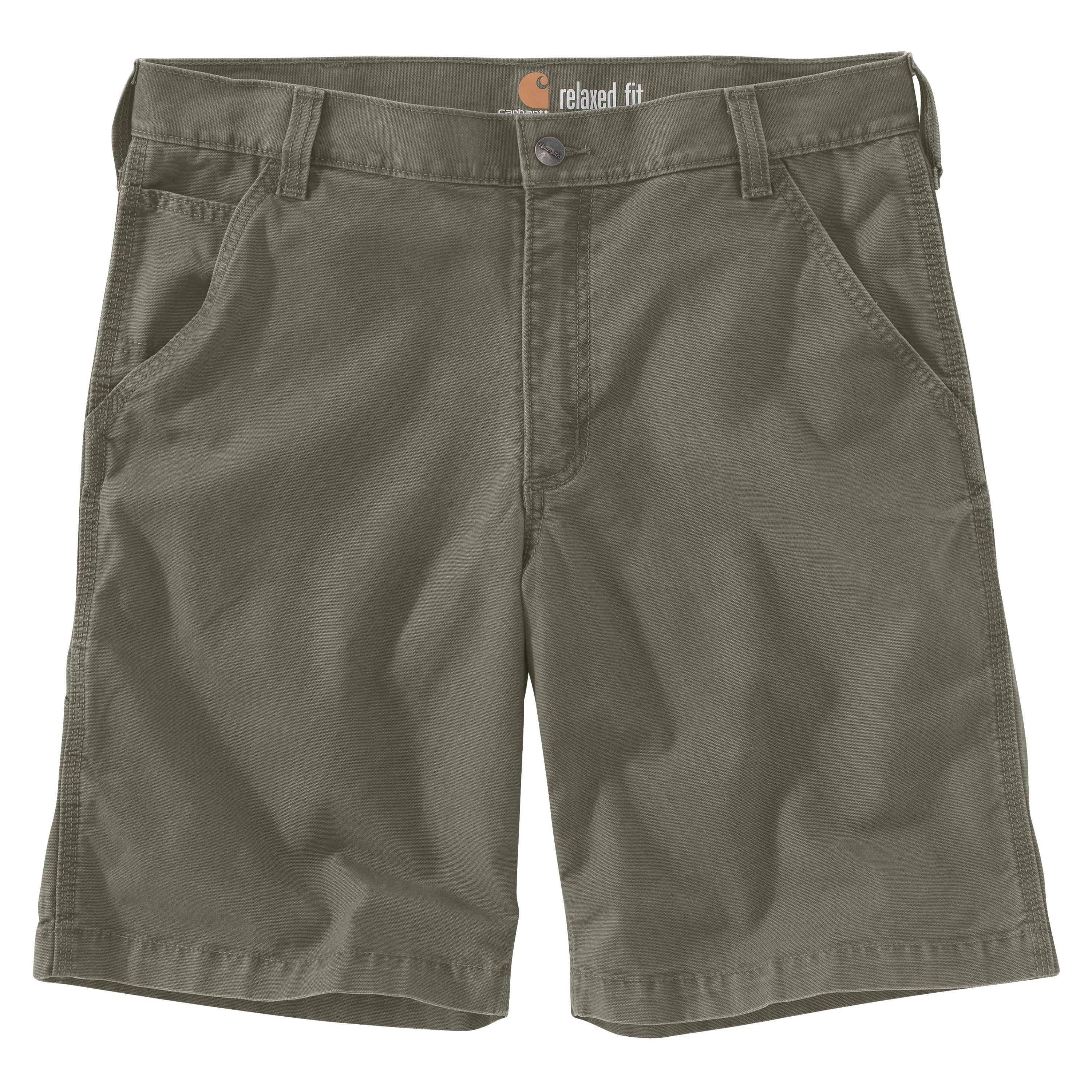 RUGGED FLEX® RELAXED FIT CANVAS WORK SHORT: DUSTYOLIVE