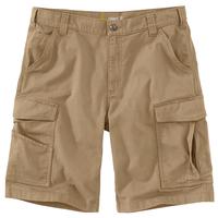 RUGGED FLEX® RELAXED FIT CANVAS CARGO WORK SHORT: DARKKHAKI