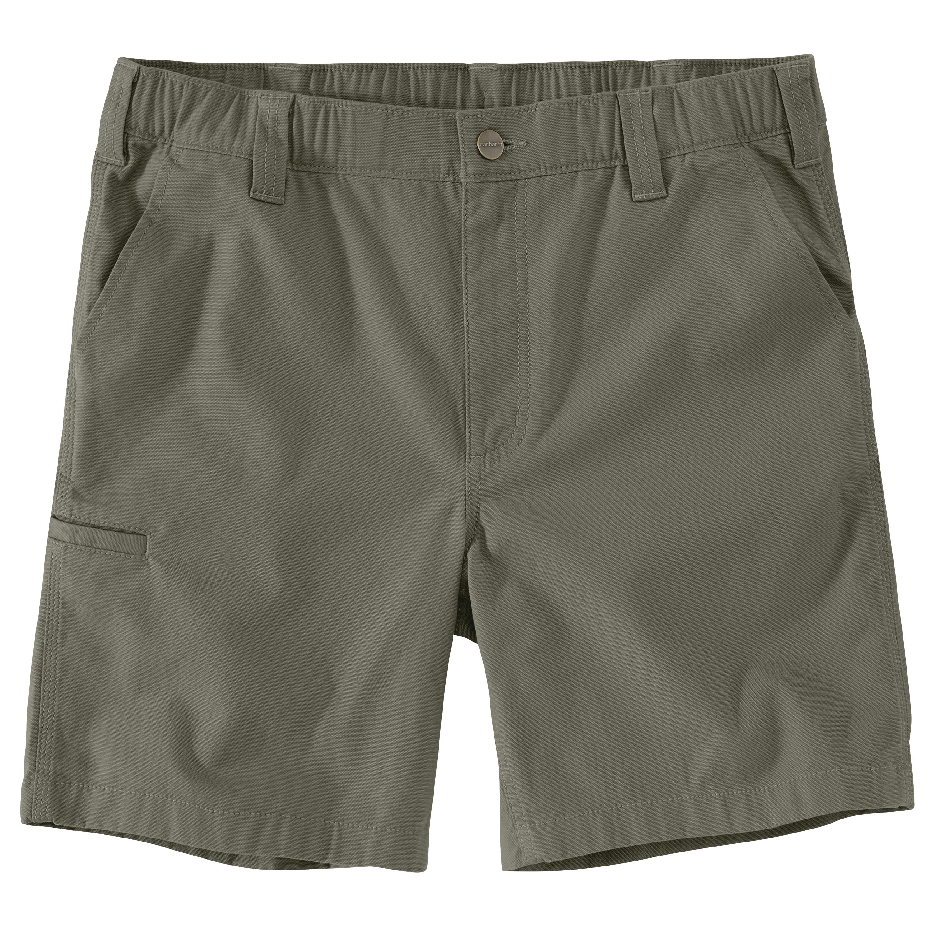 RUGGED FLEX® RELAXED FIT CANVAS WORK SHORT: DUSTYOLIVE