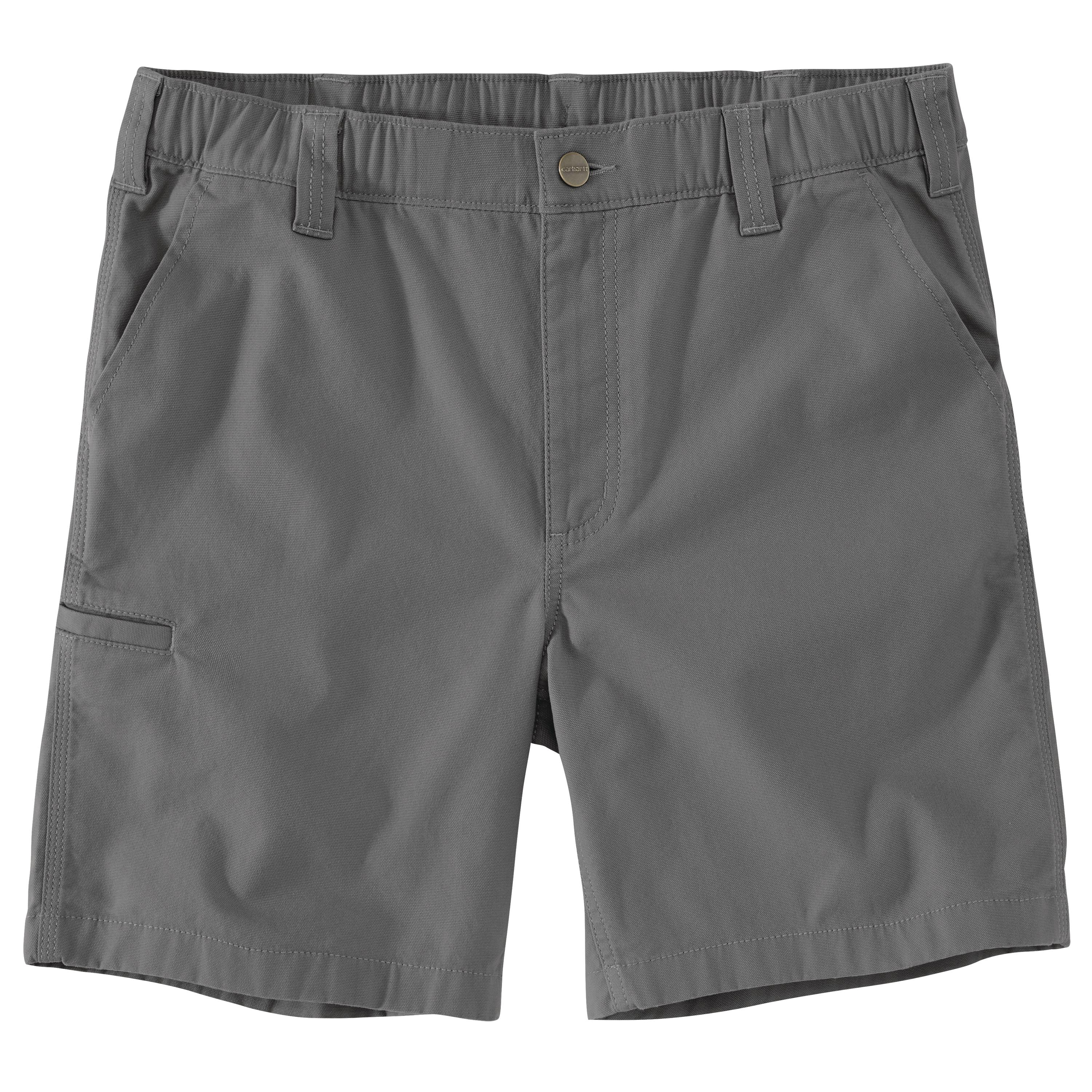 RUGGED FLEX® RELAXED FIT CANVAS WORK SHORT: STEEL