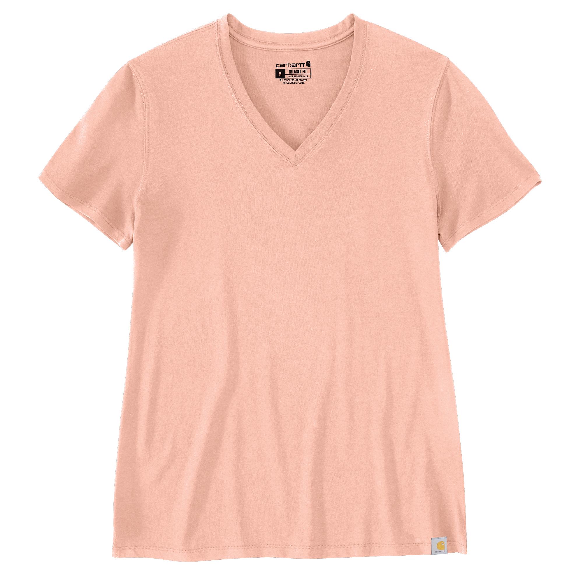 WOMEN'S RELAXED FIT LIGHTWEIGHT SHORT-SLEEVE V-NECK T-SHIRT: Q74PEACH