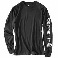 LOOSE FIT HEAVYWEIGHT LONG-SLEEVE LOGO SLEEVE GRAPHIC T-SHIRT: BLKBLACK