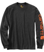 LOOSE FIT HEAVYWEIGHT LONG-SLEEVE LOGO SLEEVE GRAPHIC T-SHIRT: CRHCARBONHEATHER