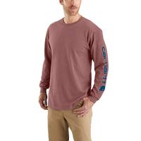 LOOSE FIT HEAVYWEIGHT LONG-SLEEVE LOGO SLEEVE GRAPHIC T-SHIRT: R96AppleButterHtr/DeepLagoon