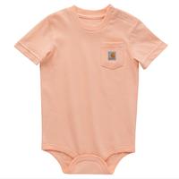 KIDS' SHORT-SLEEVE POCKET BODYSUIT (INFANT): 671PEACH