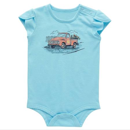 CARHARTT GIRLS' PETAL SLEEVE OLD TRUCK BODYSUIT (INFANT)