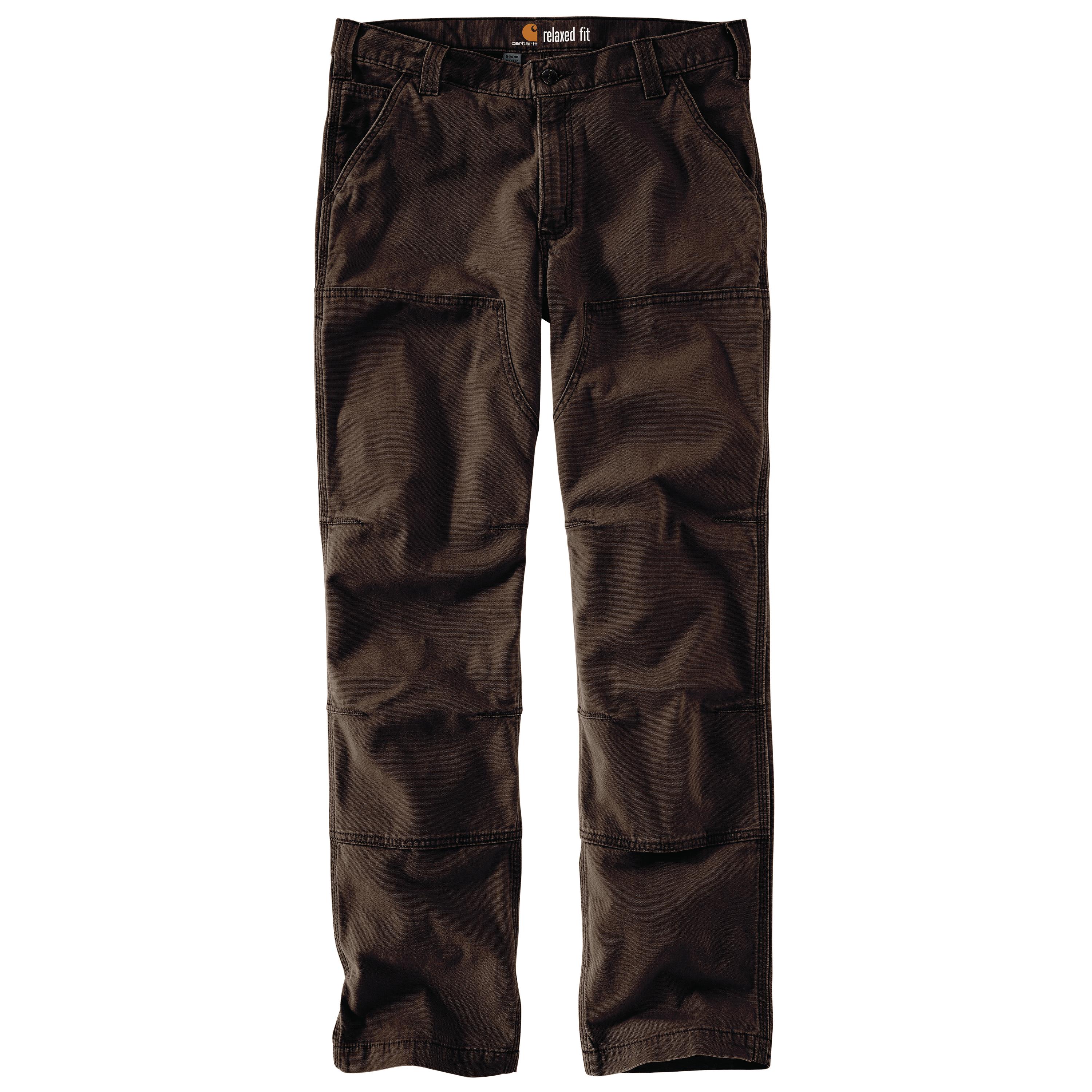 RUGGED FLEX® RELAXED FIT CANVAS DOUBLE-FRONT UTILITY WORK PANT: TARMAC