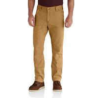 RUGGED FLEX® RELAXED FIT CANVAS DOUBLE-FRONT UTILITY WORK PANT: HICKORY