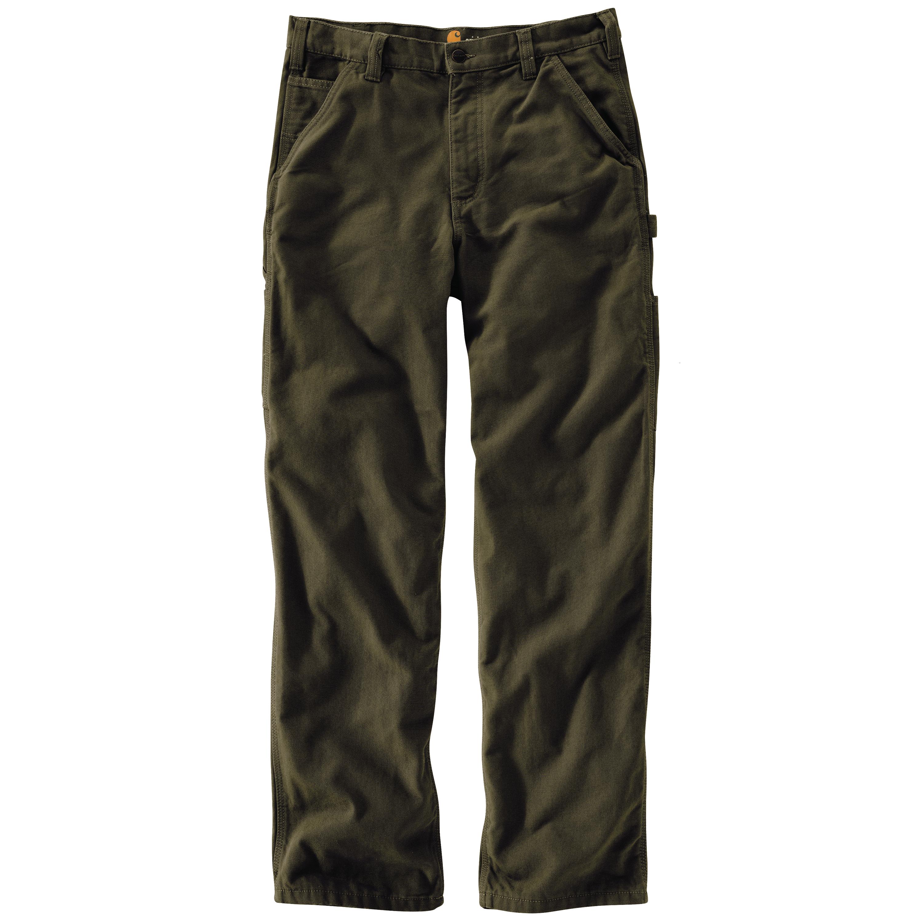 LOOSE FIT WASHED DUCK UTILITY WORK PANT: MOSS