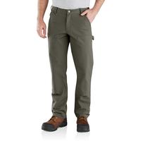 RUGGED FLEX® RELAXED FIT DUCK DOUBLE-FRONT UTILITY WORK PANT: MOSS