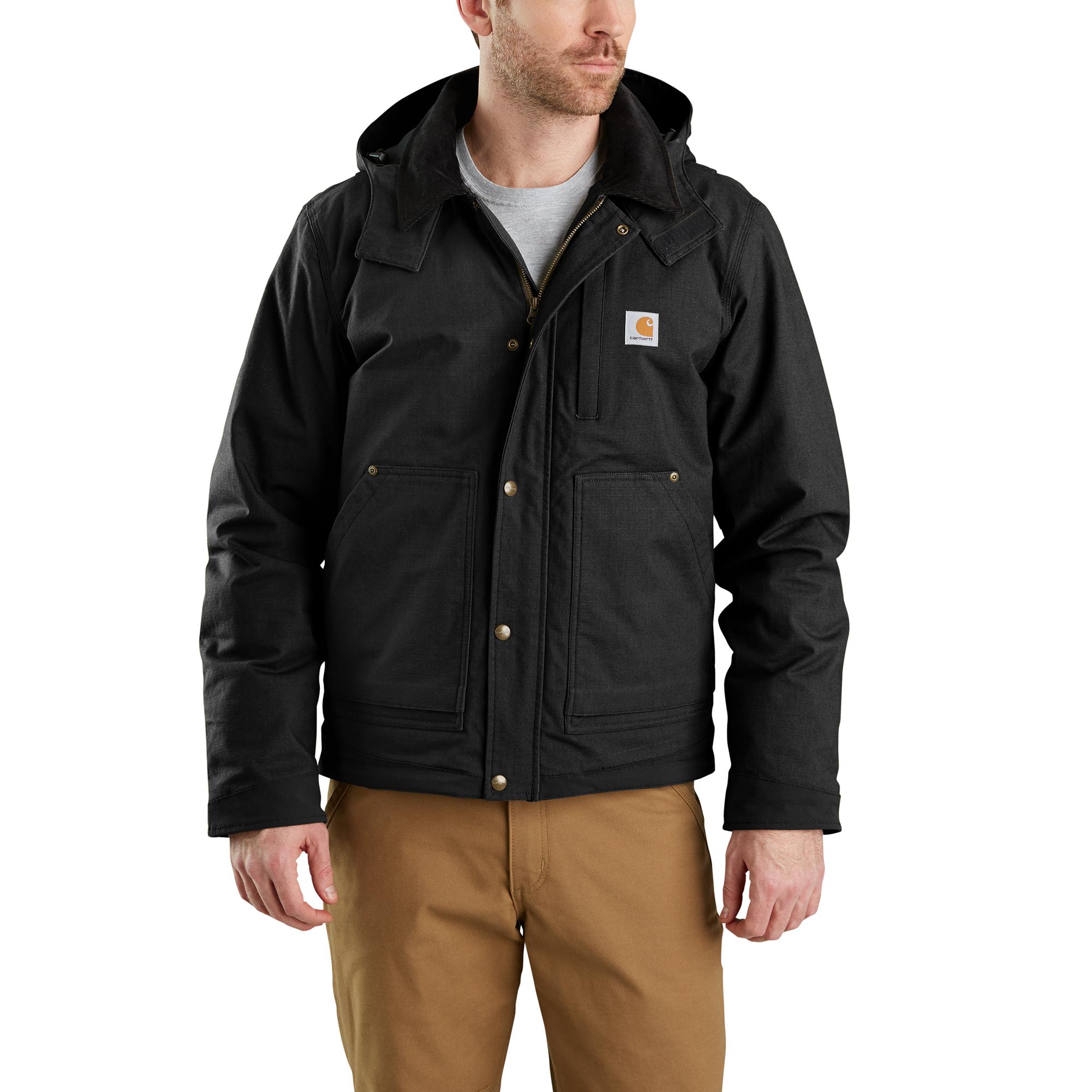 FULL SWING® RELAXED FIT RIPSTOP INSULATED JACKET - 3 WARMEST RATING: BLACK