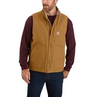 LOOSE FIT WASHED DUCK SHERPA-LINED MOCK-NECK VEST: CARHARTTBROWN