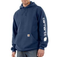 LOOSE FIT MIDWEIGHT LOGO SLEEVE GRAPHIC HOODIE: 472NEWNAVY