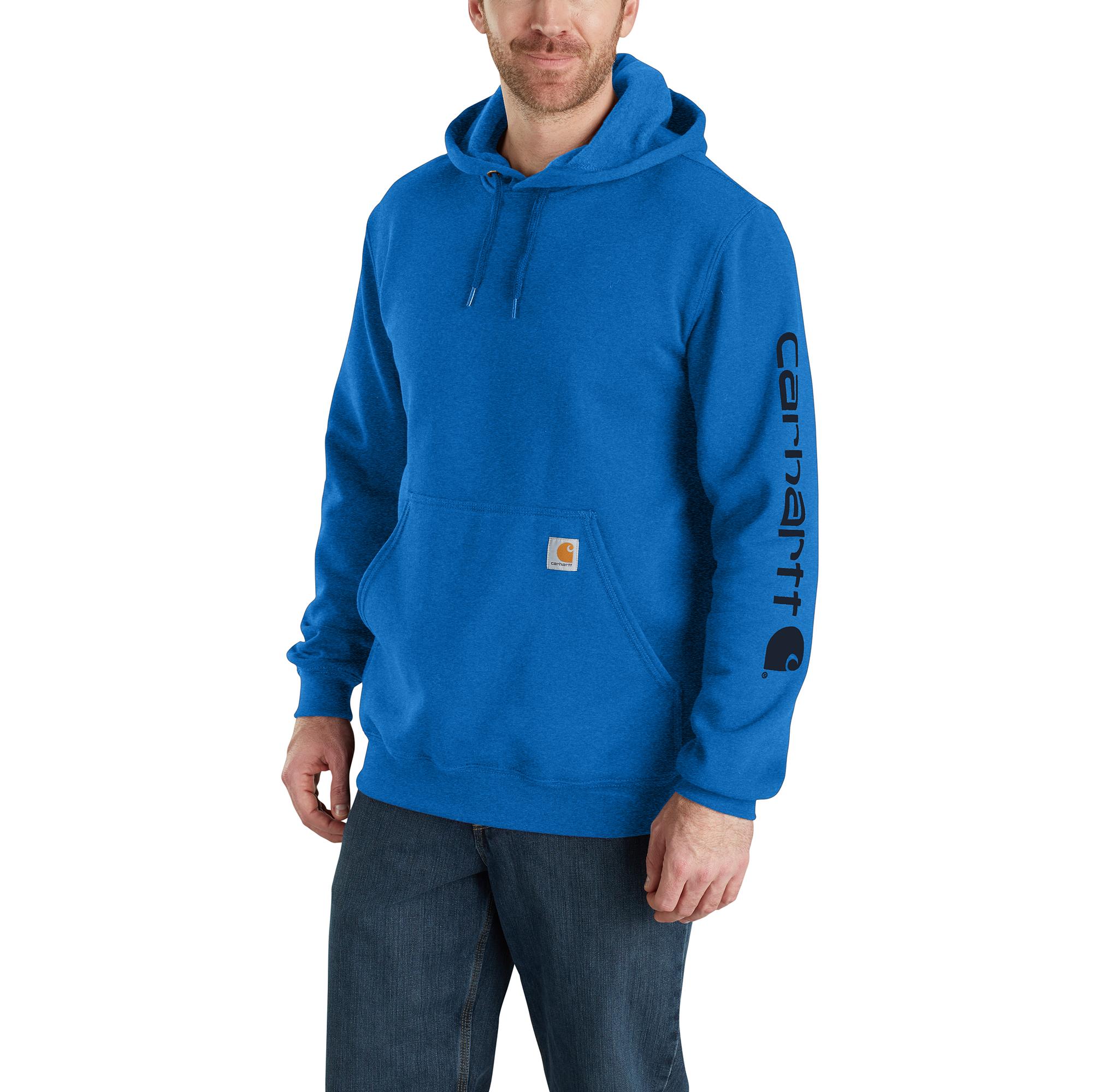 LOOSE FIT MIDWEIGHT LOGO SLEEVE GRAPHIC HOODIE: HH7BEACONBLUEHTR