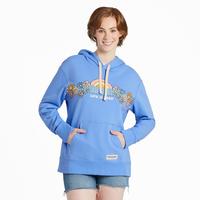 Women's Sunrise Water Scene Simply True Fleece Hoodie: CORNFLOWER