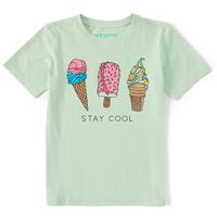 Kids Ice Cream Trio Stay Cool Crusher Tee: SAGEGREEN