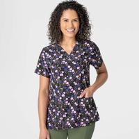 Fashion Prints Fitted 3-Pocket V-Neck Print Scrub Top: BTBDFLORAL