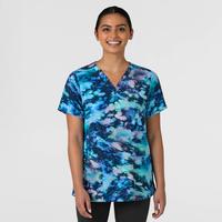 Fashion Prints Fitted 3-Pocket V-Neck Print Scrub Top: DCDMDREAM