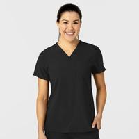 Women's Flex-n-Reach V-Neck Scrub Top: BLACK