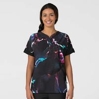 Fashion Prints Women's Oversized Print Scrub Top