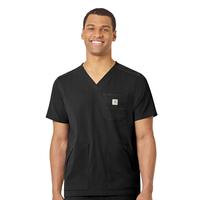 Rugged Flex Peak Men's 5-Pocket V-Neck Scrub Top: BLK