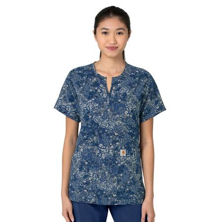 Women's Notch Neck Print Scrub Top