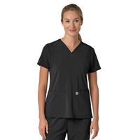 Force Cross-Flex Women's Flex Panel V-Neck Scrub Top: BLACK