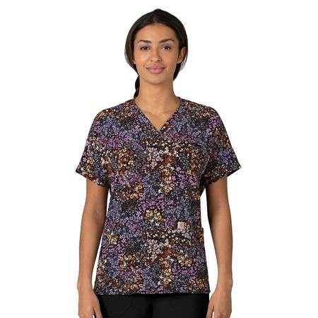 Women's Oversized V-Neck Print Scrub Top