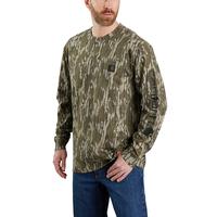 LOOSE FIT HEAVYWEIGHT LONG-SLEEVE POCKET CAMO LOGO GRAPHIC T-SHIRT