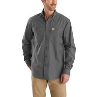 RUGGED FLEX® RELAXED FIT MIDWEIGHT CANVAS LONG-SLEEVE SHIRT: 039GRAVEL