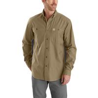 RUGGED FLEX® RELAXED FIT MIDWEIGHT CANVAS LONG-SLEEVE SHIRT: 253DARKKHAKI