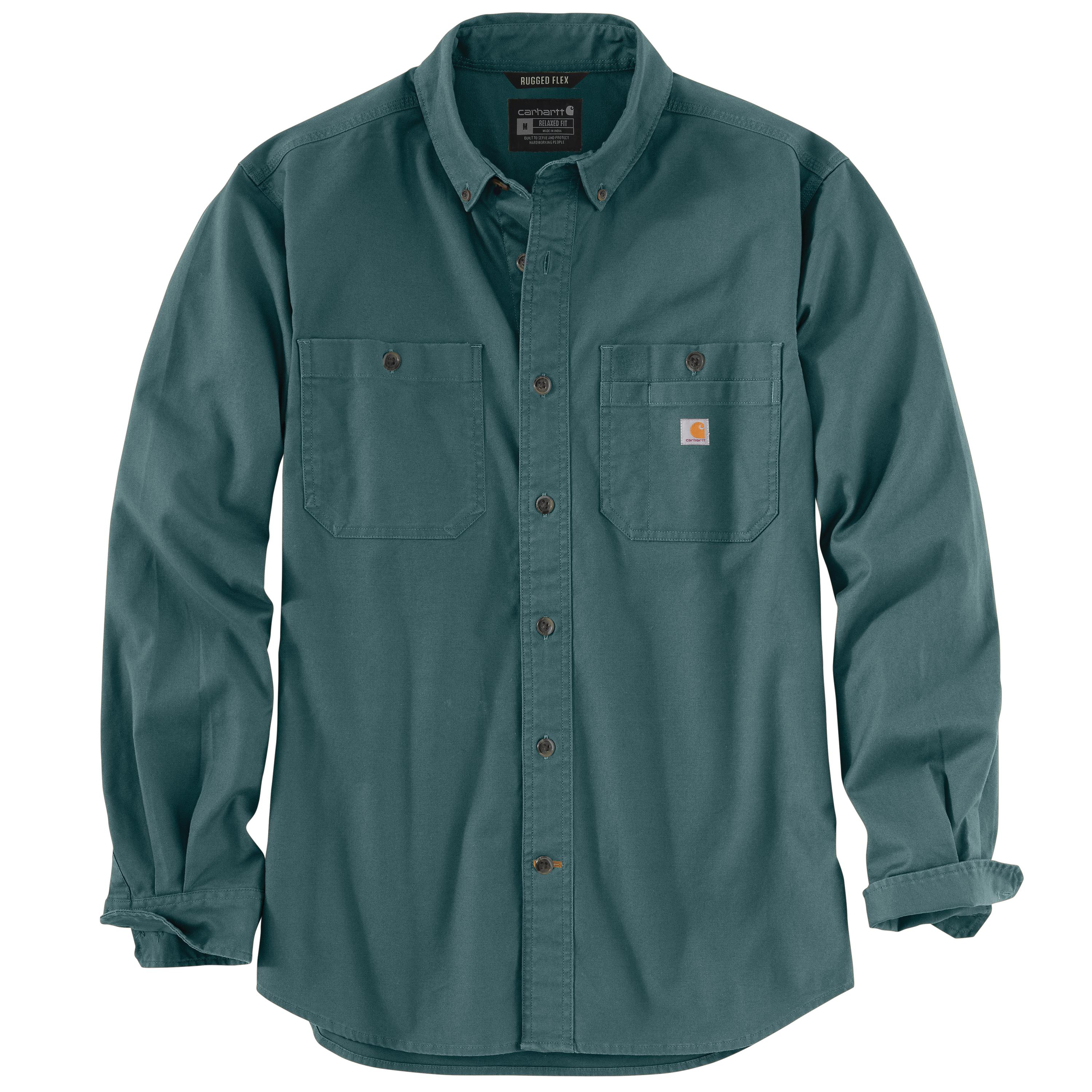 RUGGED FLEX® RELAXED FIT MIDWEIGHT CANVAS LONG-SLEEVE SHIRT: GE0SEAPINE