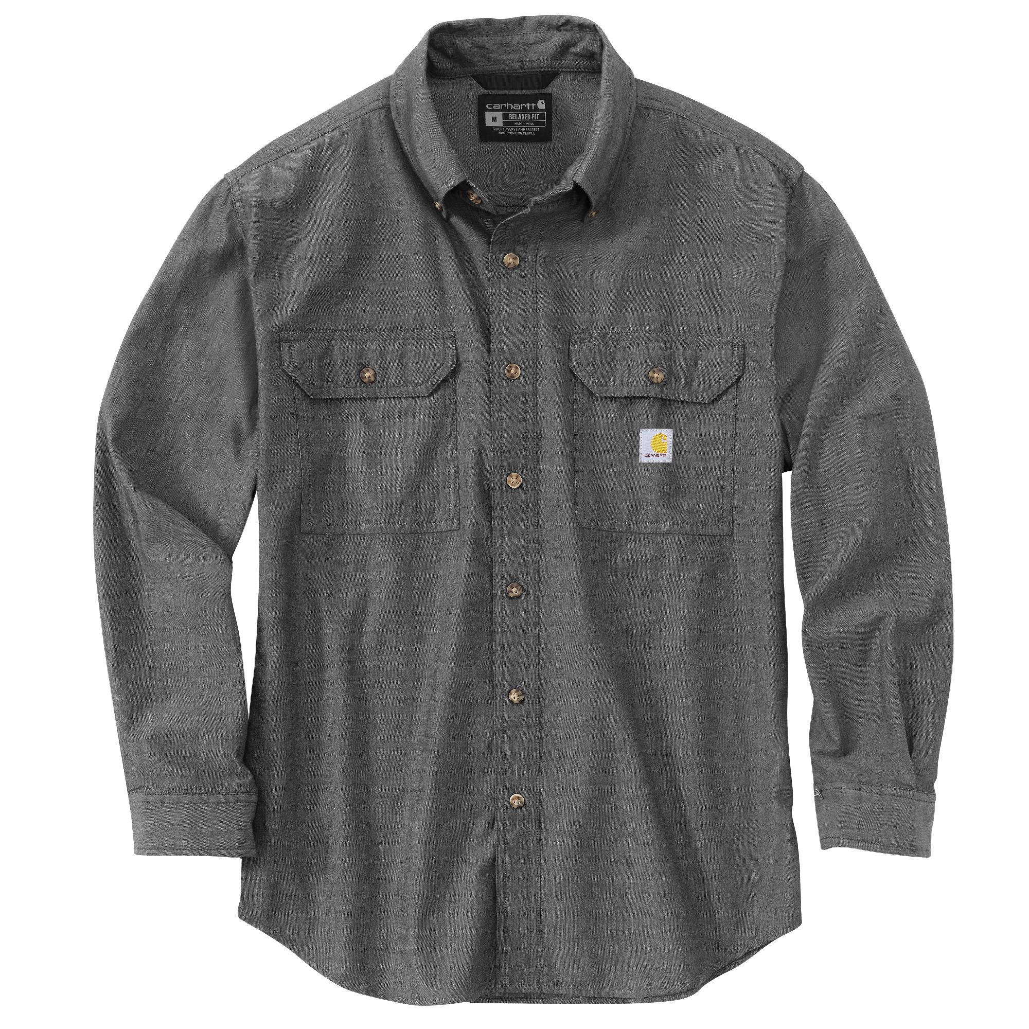 LOOSE FIT MIDWEIGHT CHAMBRAY LONG-SLEEVE SHIRT: BLACKCHAMBRAY