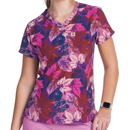 WOMEN'S RUGGED FLEX® PRINTED CROSS FLEX V-NECK MEDIA SCRUB TOP