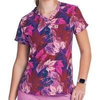 WOMEN'S RUGGED FLEX® PRINTED CROSS FLEX V-NECK MEDIA SCRUB TOP