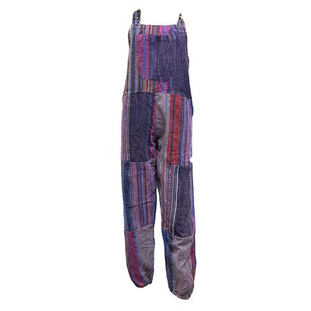 Cotton Patchwork Purple Bohemian Overalls