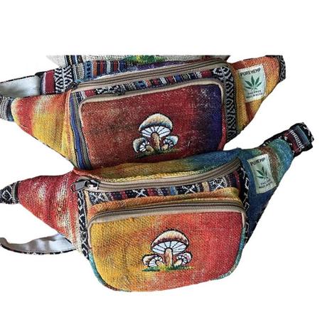 Cotton-Hemp Tie Dyed Triple Mushroom Fanny pack/Bum Bag