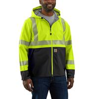 Carhartt High-Visibility Storm Defender Loose Fit Lightweight Class 3 Waterproof Jacket: BLMBtiteLime